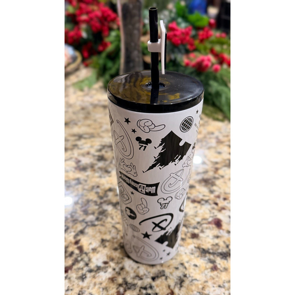 NEW Disney Parks Walt Disney World Black & White 24oz Tumbler
