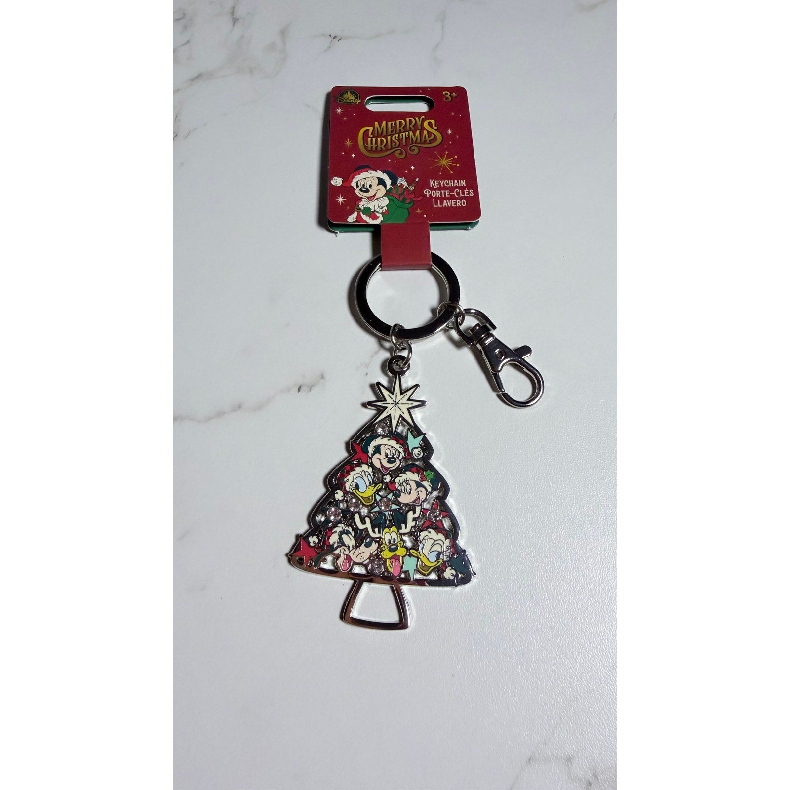 Disney Parks Mickey & Friends Christmas Tree Keychain Bag Clip NWT