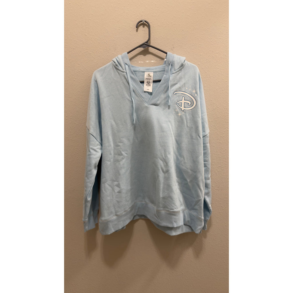 Walt Disney World Cinderella Castle V-Neck Pullover Hoodie NWT Large
