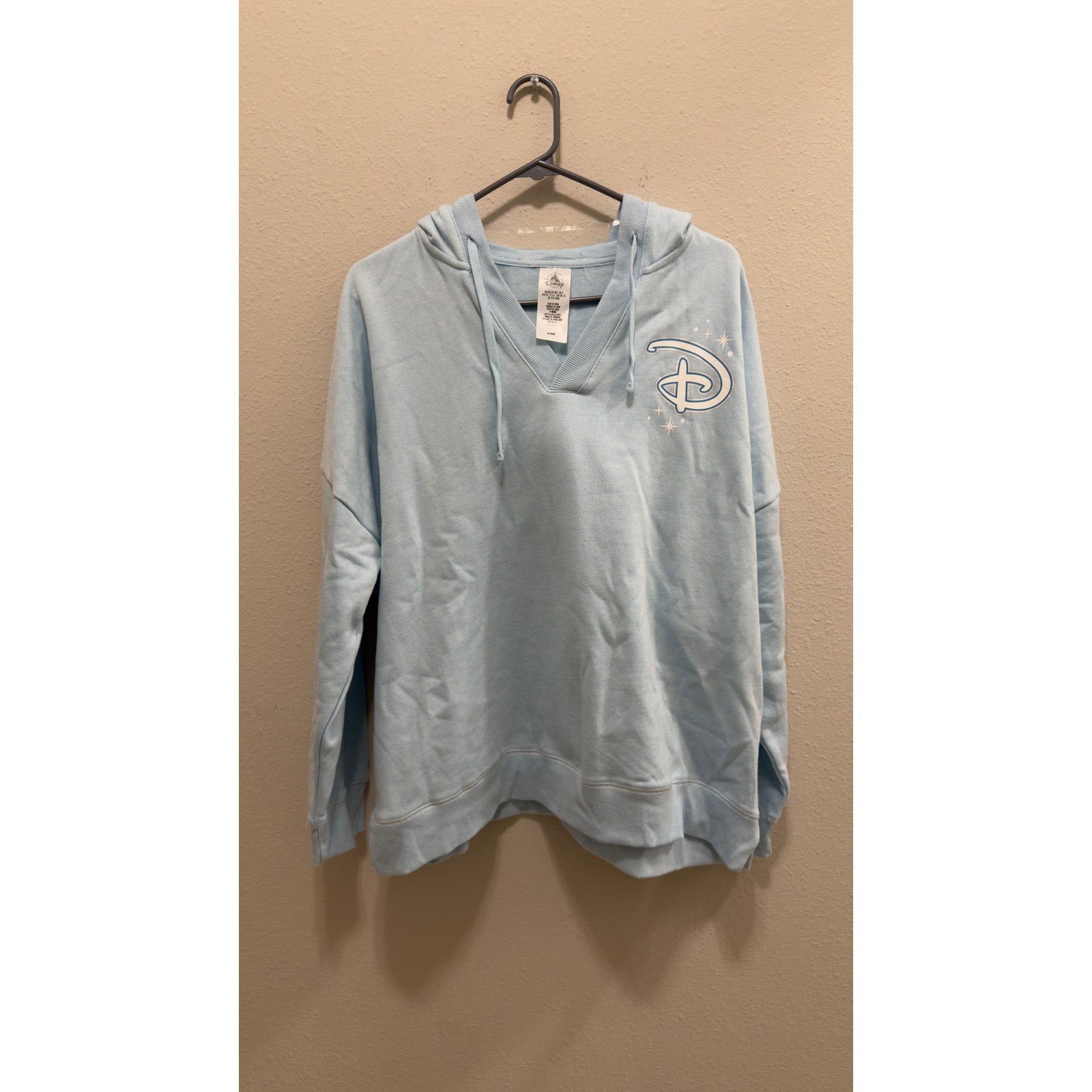 Walt Disney World Cinderella Castle V-Neck Pullover Hoodie NWT Large