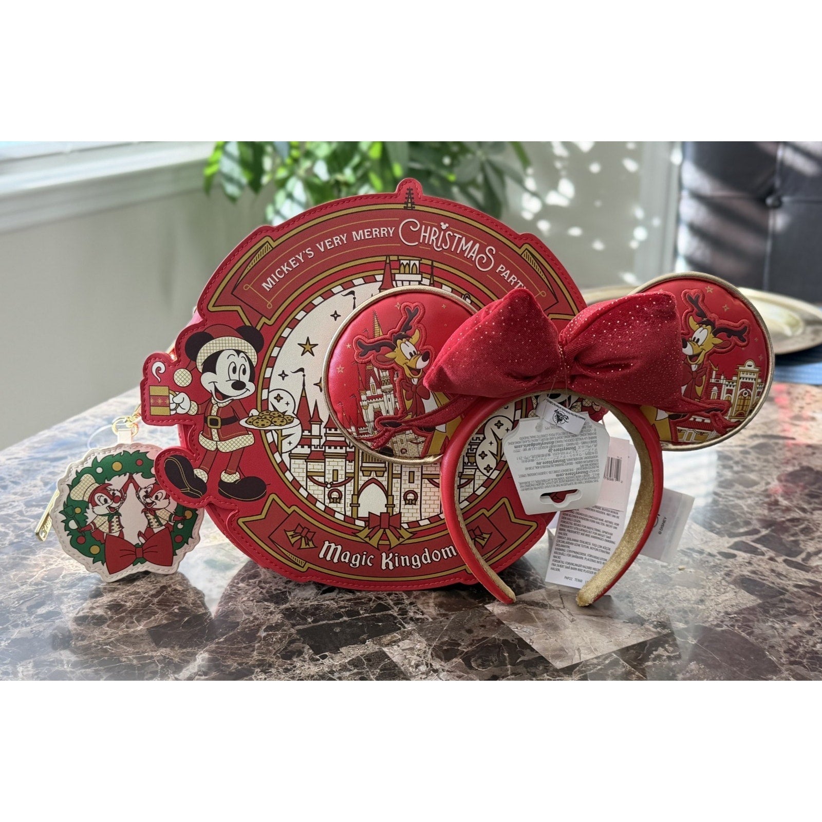 Disney Parks Loungefly 2025 Very Merry Christmas Convertible Backpack and Ears