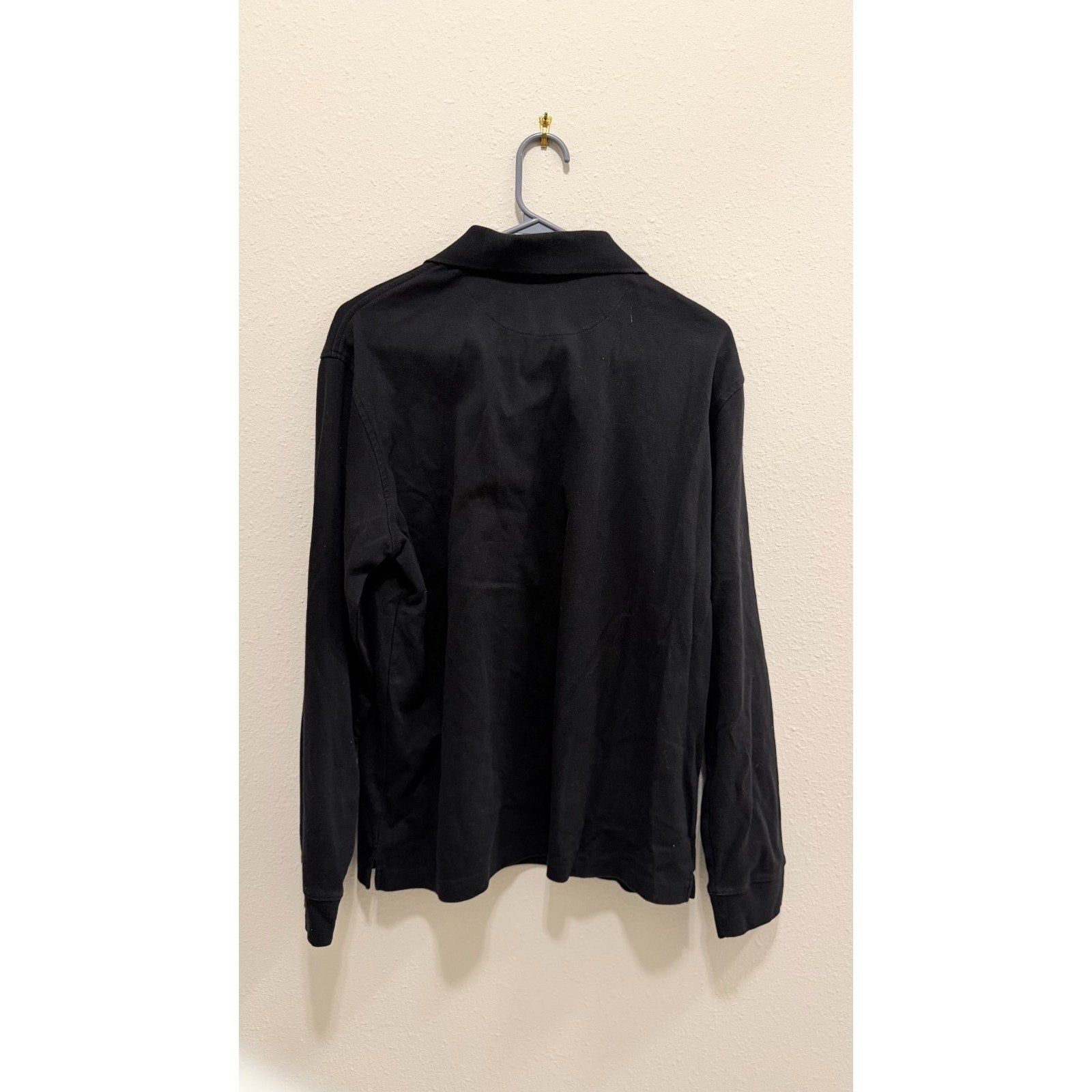 George Men’s Long Sleeve Polo Shirt - Solid Black - Regular Fit - Preowned