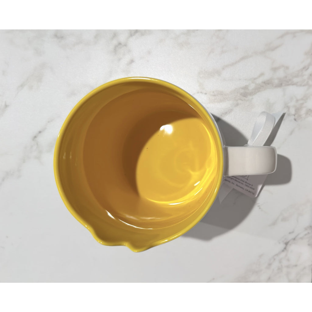 Miffy By Magenta Bunny On Bike Flowers Ceramic Coffee Mug Yellow Interior NWT