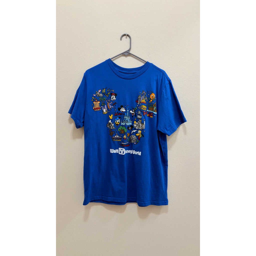 Walt Disney World Mickey Mouse Ears Graphic T-Shirt Blue Size Large NWOT