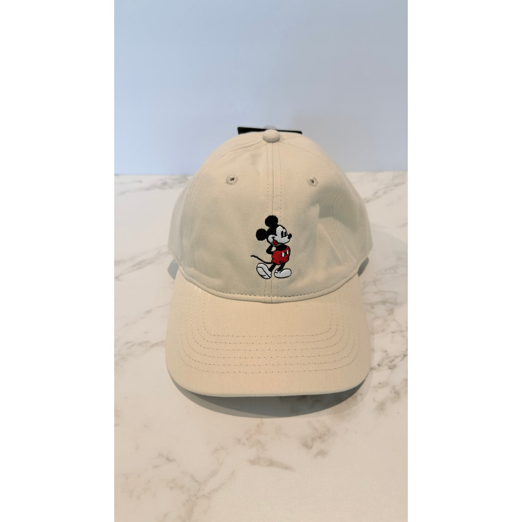 NEW Disney Mickey Mouse Cream Embroidered Adjustable Dad Hat