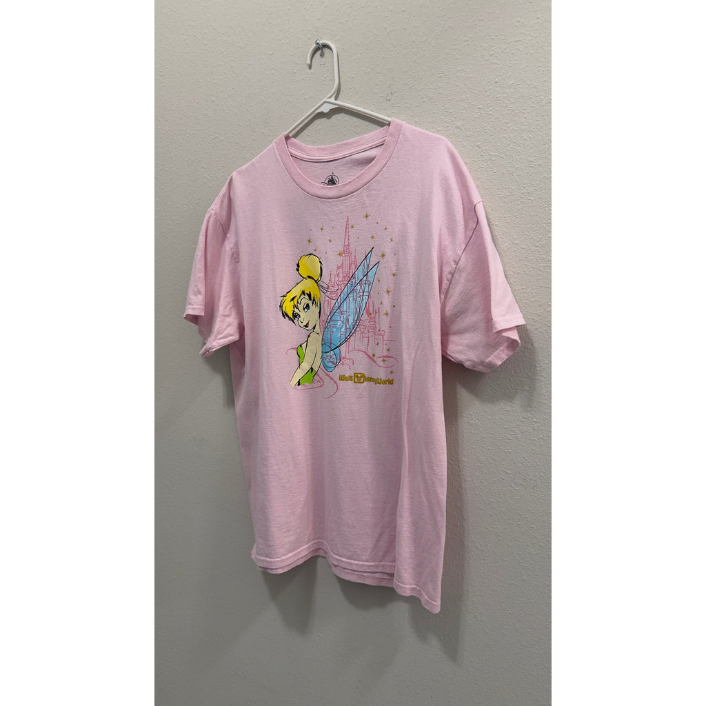 Disney Parks Tinker Bell Cinderella Castle Pink Graphic T-Shirt Large NEW