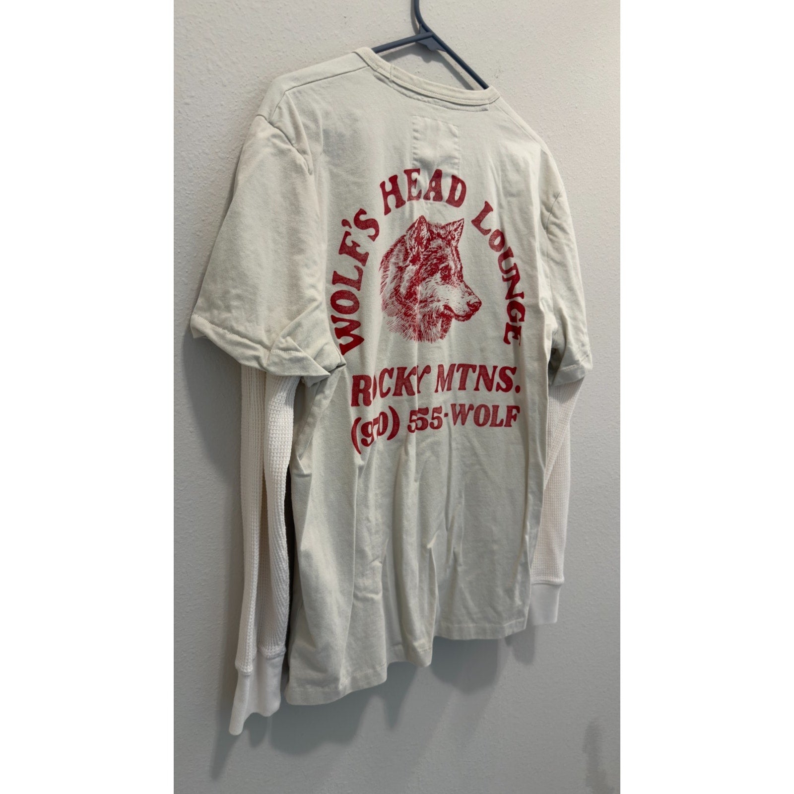 Hollister Layered Long-Sleeve Wolf’s Head Lounge Graphic Tee - Men’s Large NWT