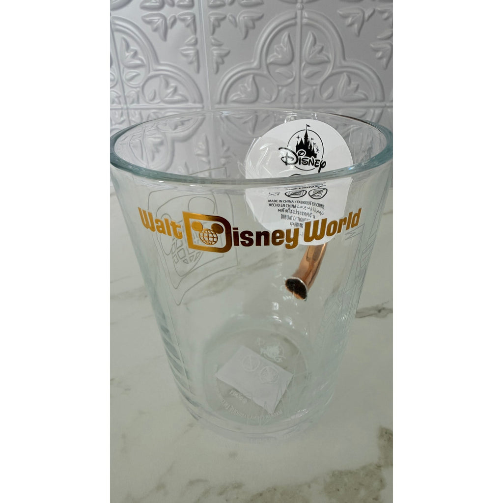Walt Disney World Cinderella Castle Clear Glass Mug with Gold Handle NWT