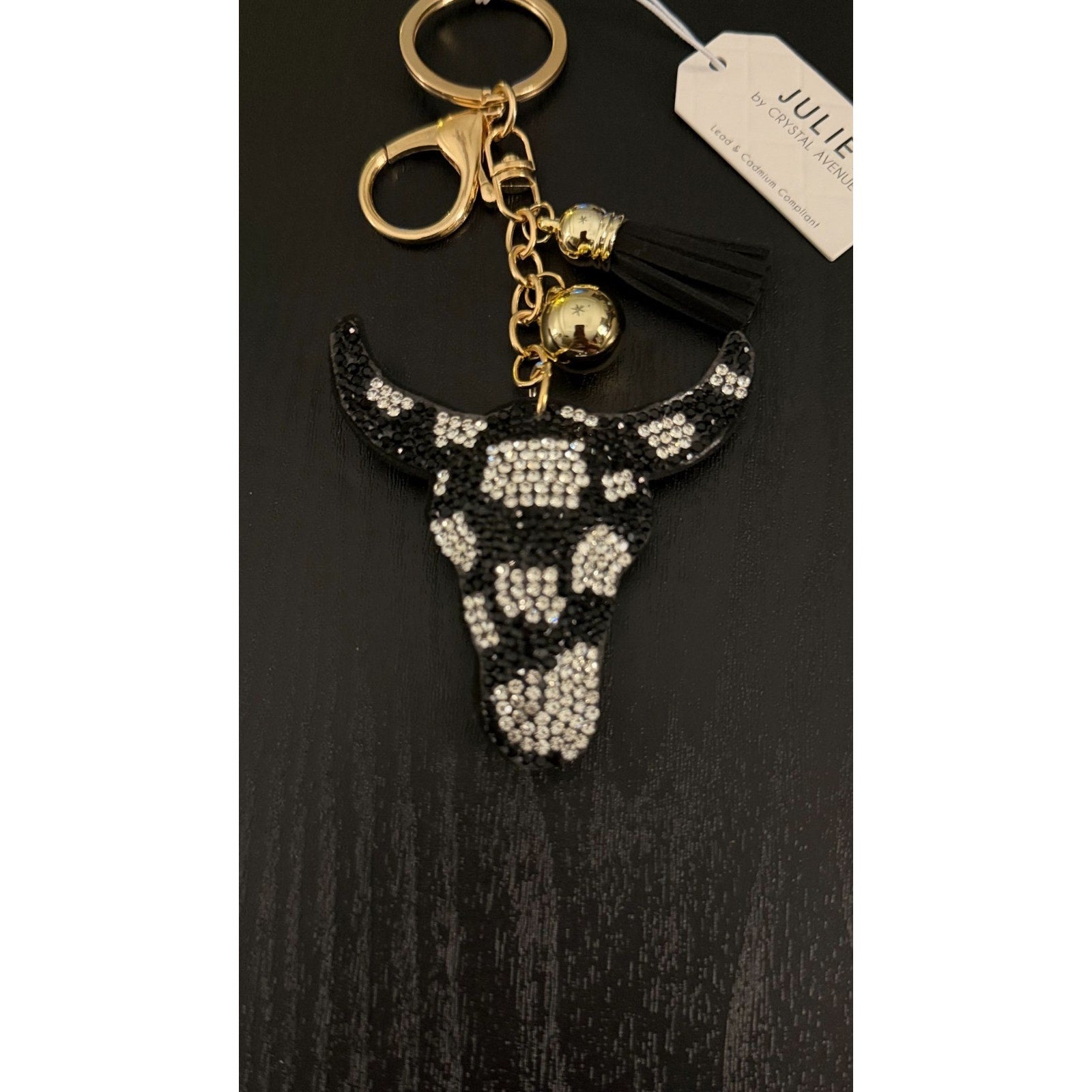 NEW Juliet Bling Rhinestone Keychain - Longhorn Cowprint