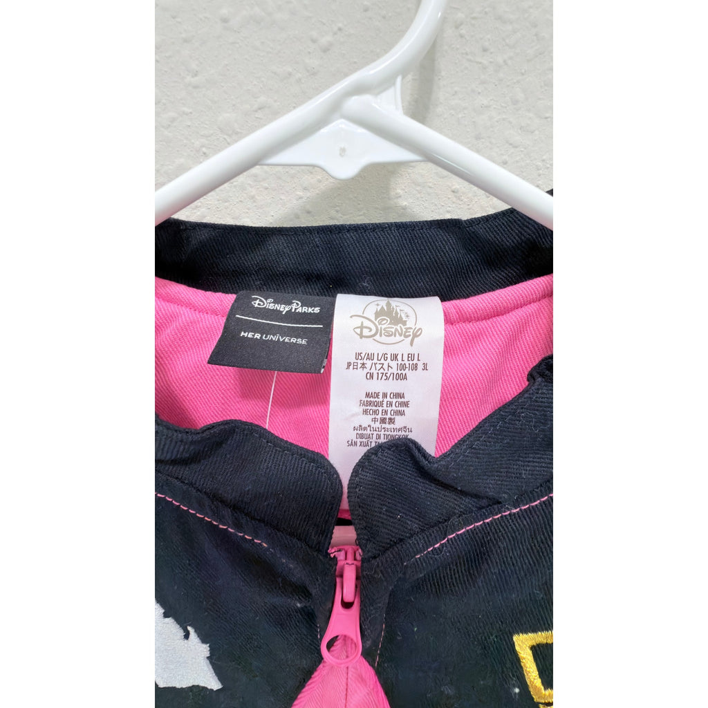 Disney Pink Black Racing Princess Castle Jacket Girls Large Her Universe NWT