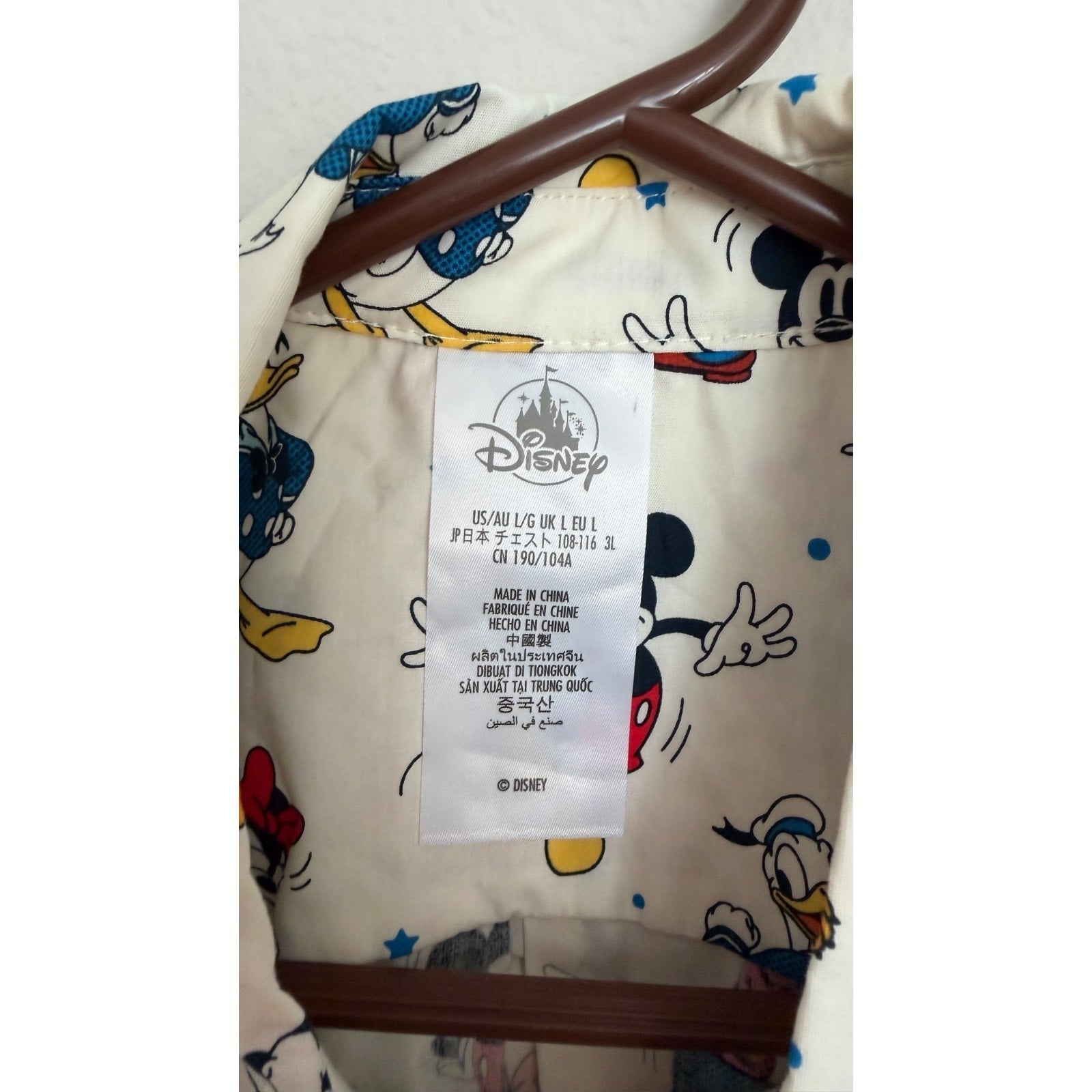 Disney Mickey and Friends All-Over Print Button-Down Shirt - Adult Large NWT