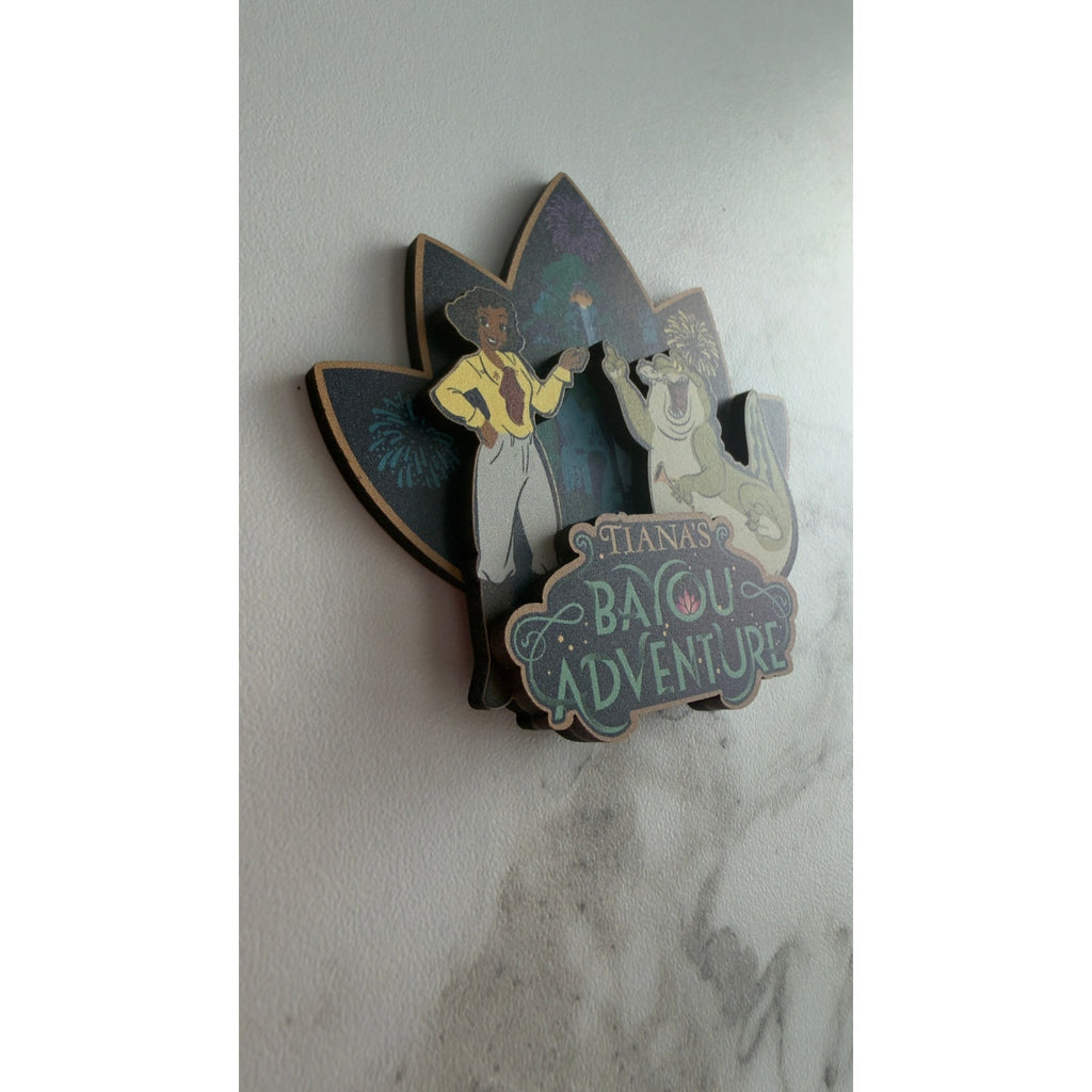 Disney Parks Tiana’s Bayou Adventure Attraction Wooden Layered Magnet NEW