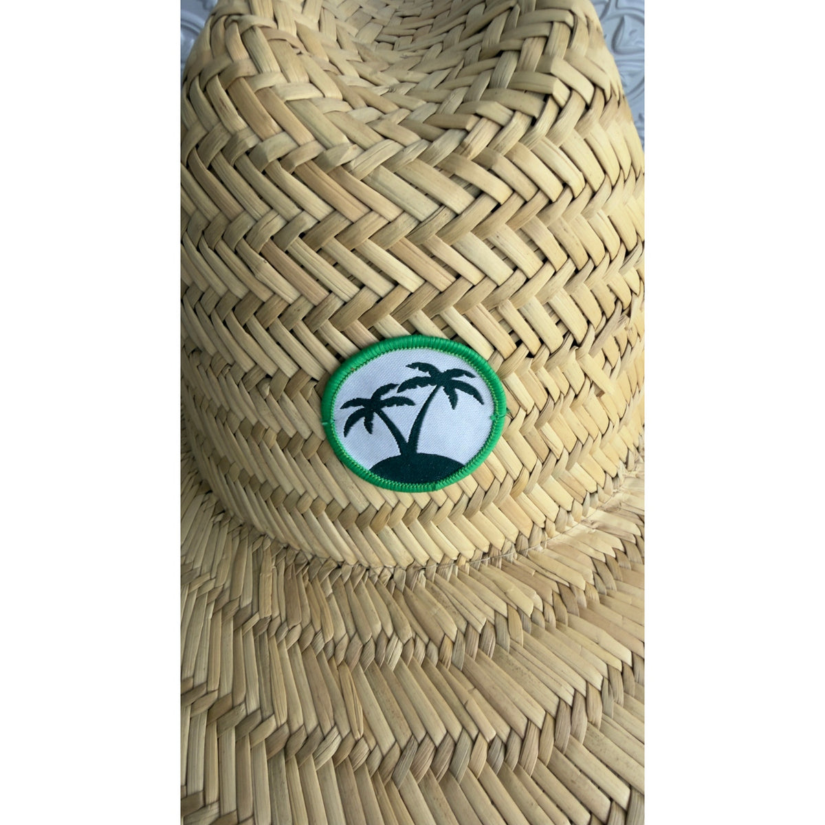 Shade Shack Straw Sun Hat Wide Brim Palm Print Underbrim Beach Lifeguard Hat OS
