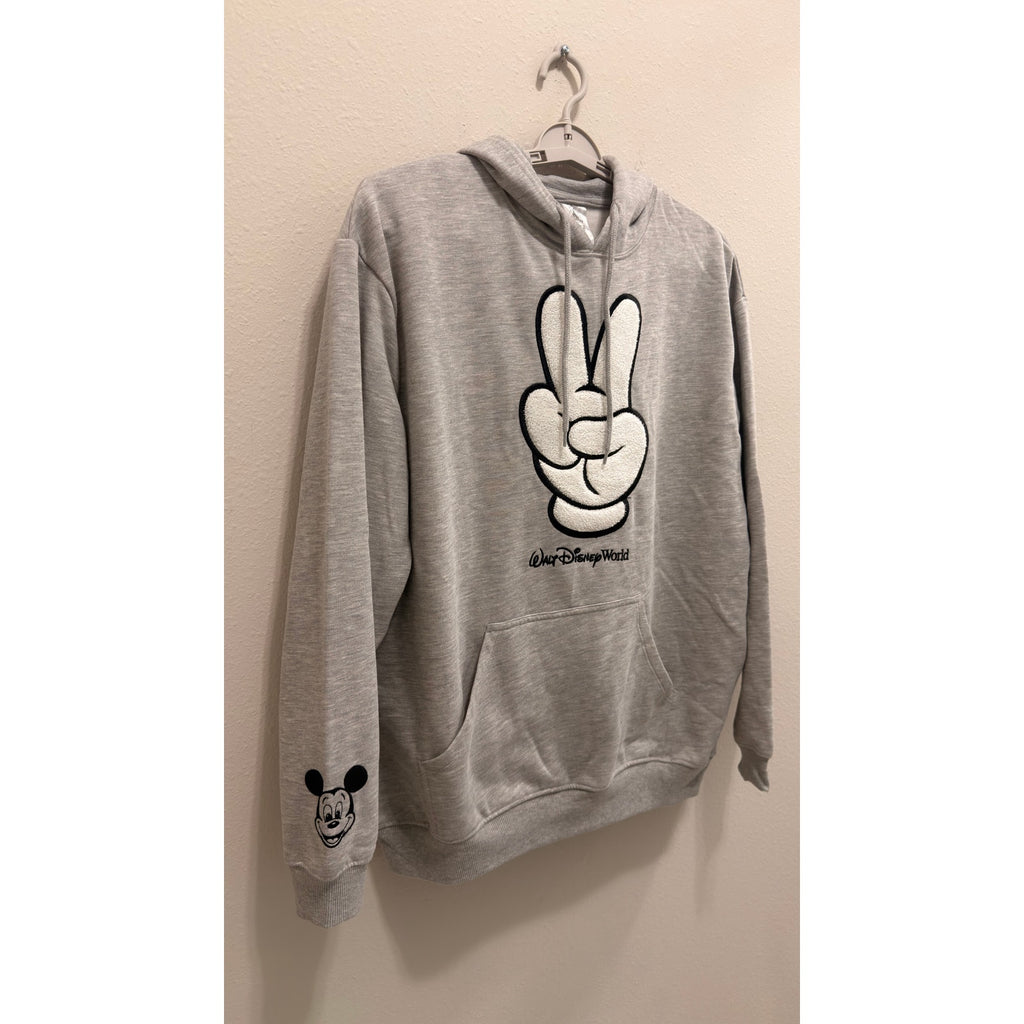 Disney Parks Mickey Mouse Glove Peace Sign Hoodie Adult Large NWT