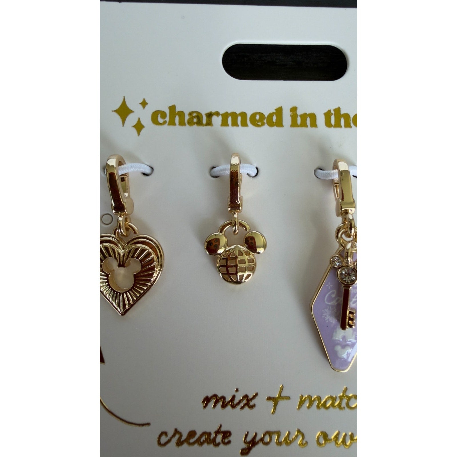 Disney Parks "Charmed in the Park" Set of 4 Add-on Charms — NEW