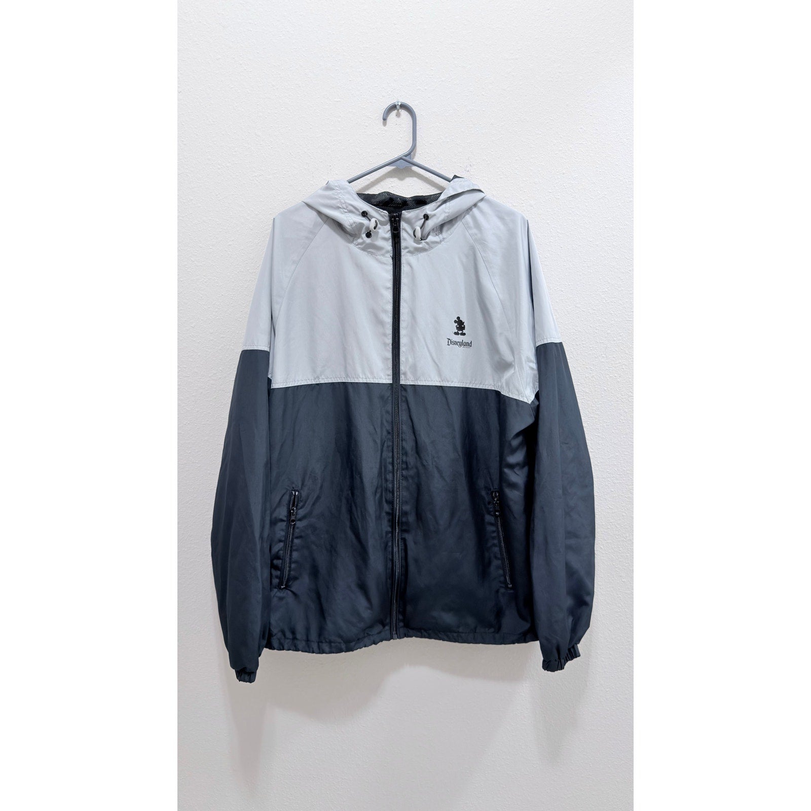Disney Parks Disneyland Mickey Mouse Hooded Gray Windbreaker Jacket Large