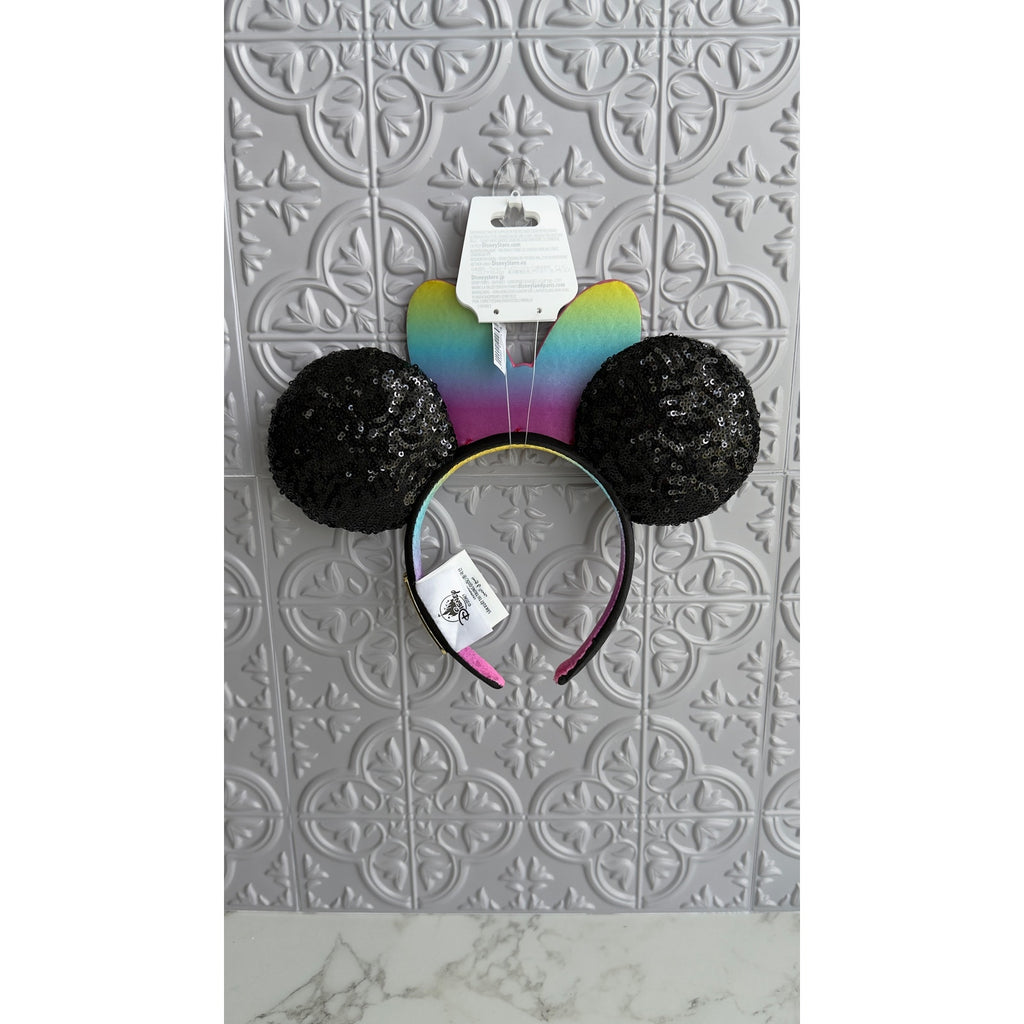 Disneyland 70th Minnie Mouse Rainbow Rhinestone Sequin Ear Headband NWT