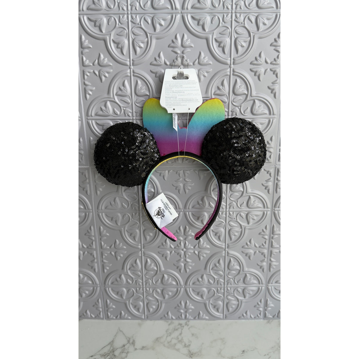 Disneyland 70th Minnie Mouse Rainbow Rhinestone Sequin Ear Headband NWT