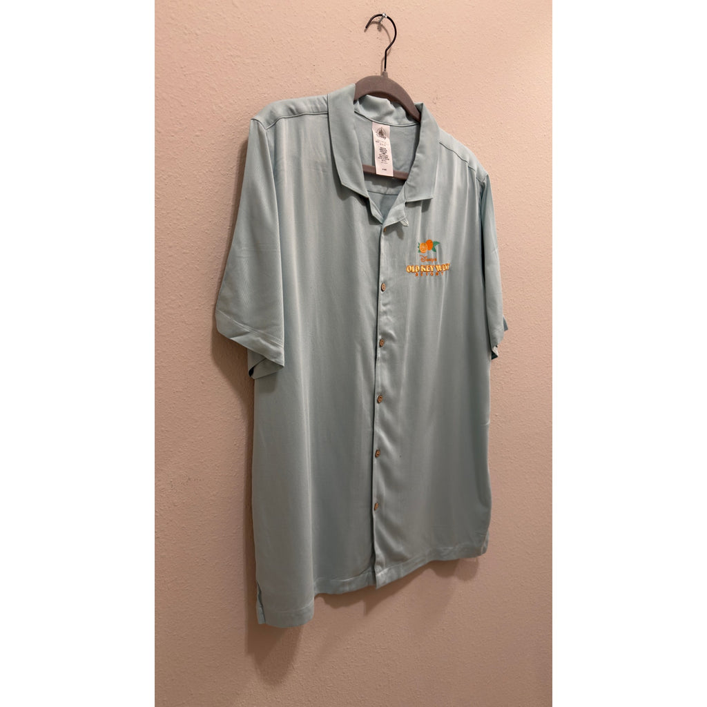Disney Vacation Club Old Key West Embroidered Camp Shirt Light Blue NWT Large