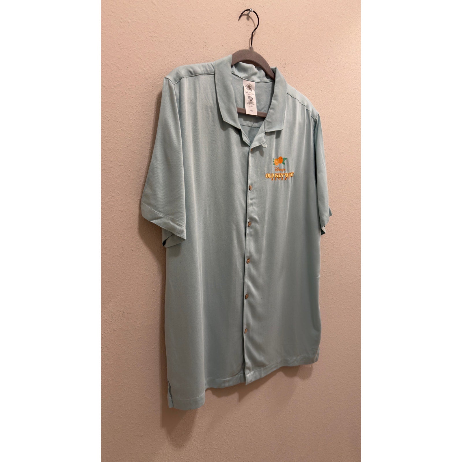 Disney Vacation Club Old Key West Embroidered Camp Shirt Light Blue NWT Large