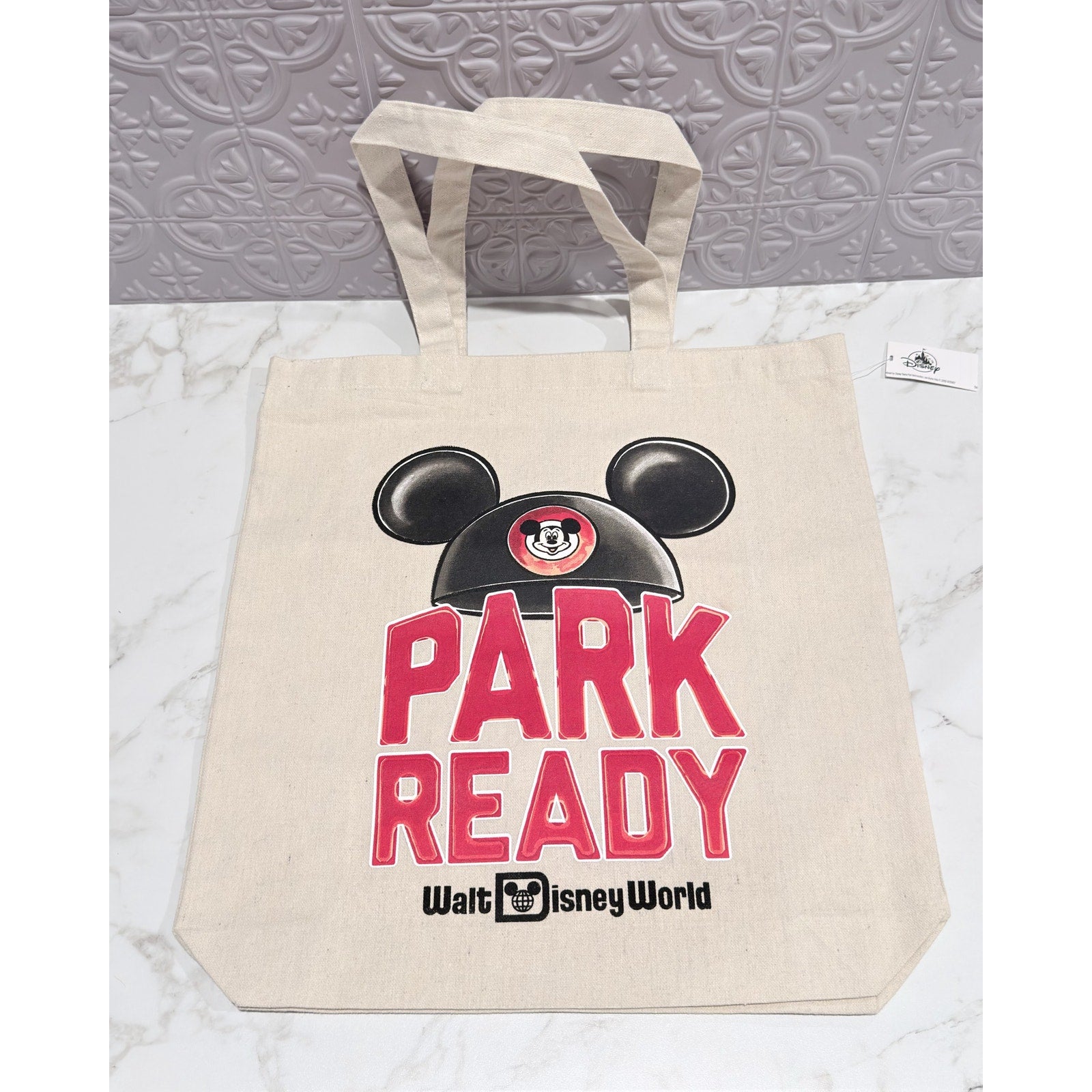 Walt Disney World "Park Ready" Mickey Ear Hat Canvas Tote Bag NEW