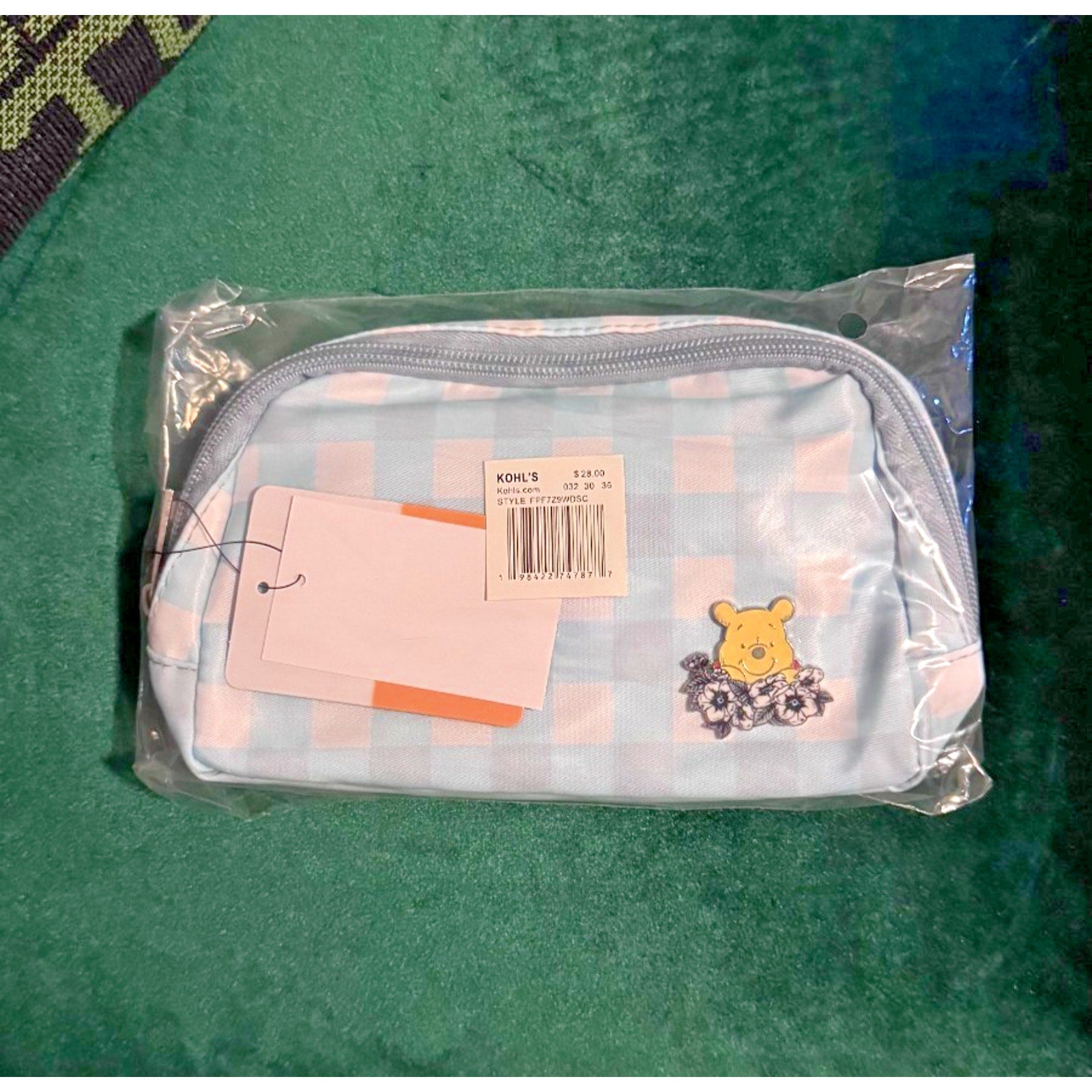 Bioworld Winnie the Pooh Checkered Blue Belt Bag Fanny Pack Enamel Pin NWT