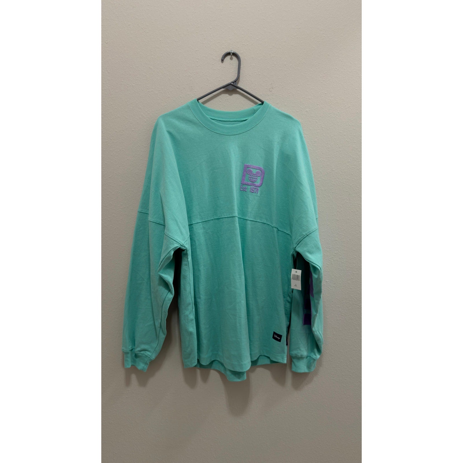 Walt Disney World Spirit Jersey Large Mint Green Pistachio Purple Glitter NWT