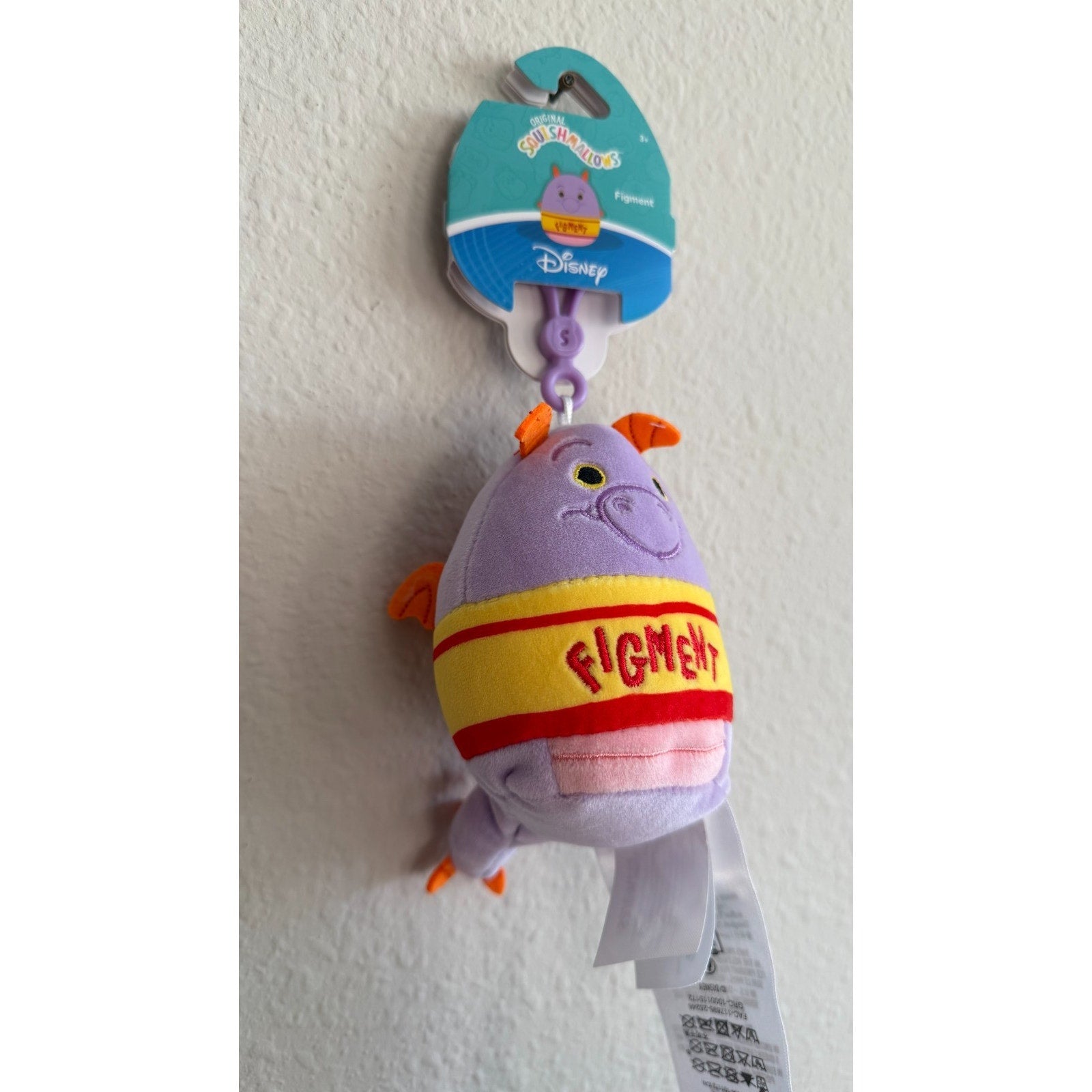 NEW Disney Parks Figment 4" Squishmallow Keychain Bag Charm