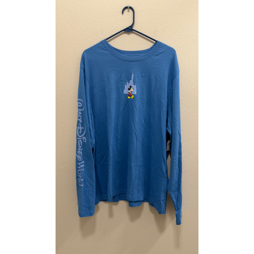 Walt Disney World Mickey Mouse Castle Blue Long Sleeve Shirt NWT Large