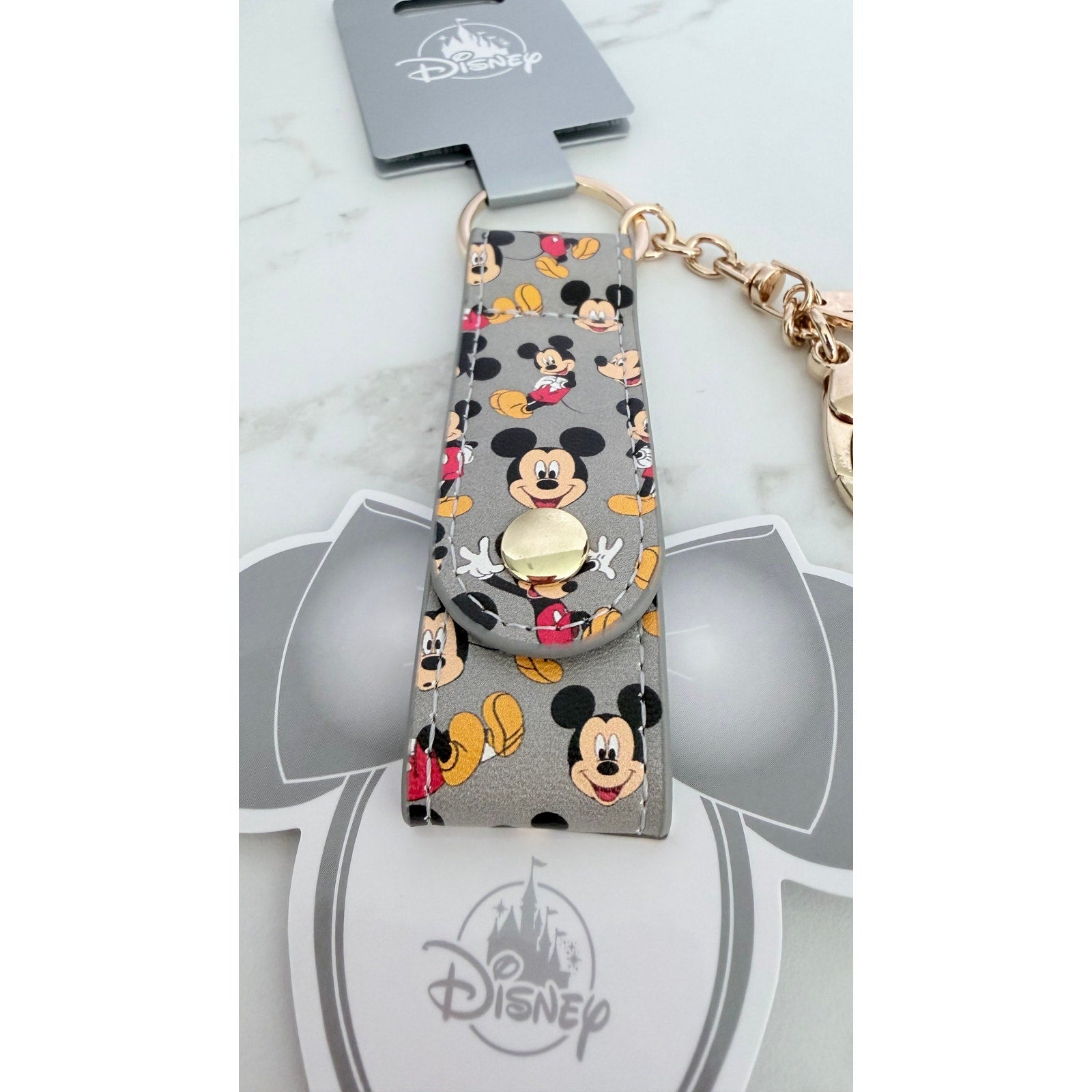 NEW Disney Parks Mickey Mouse Poses Ears Headband Holder Keychain