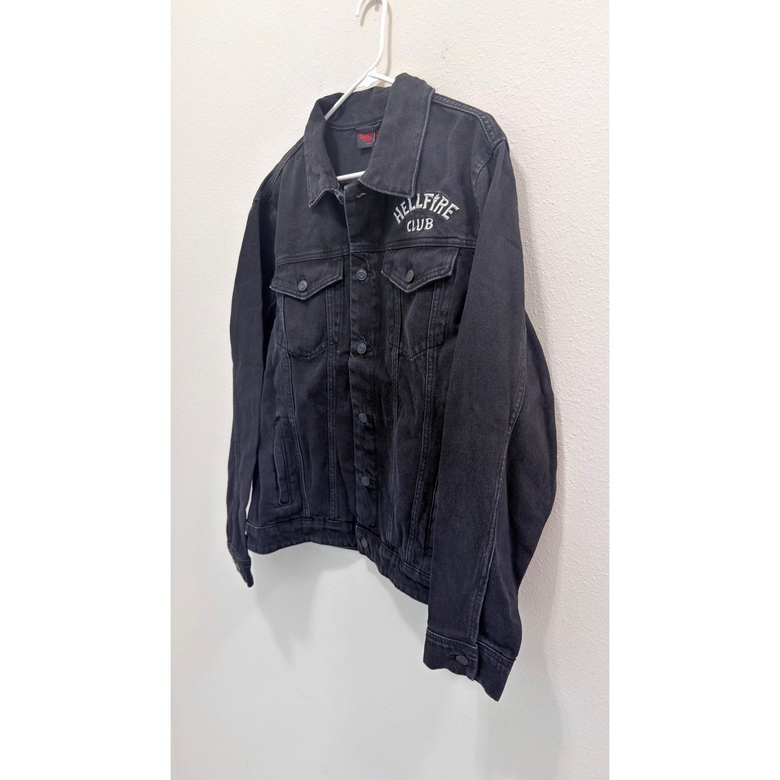 Primark Stranger Things Hellfire Club Embroidered Denim Jacket Unisex Large NEW