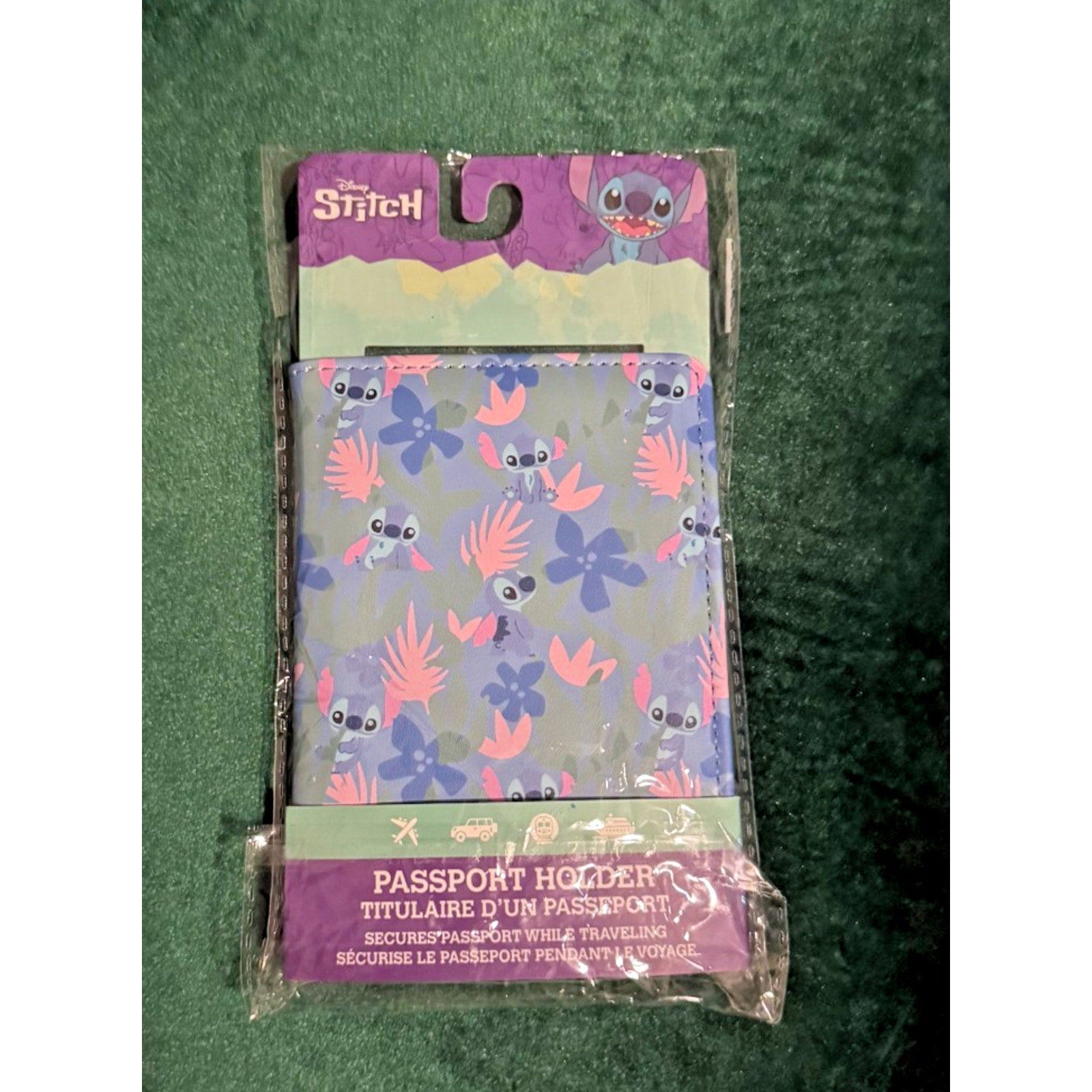 Disney Stitch Tropical Floral Passport Holder Cover Wallet Lilo & Stitch NWT