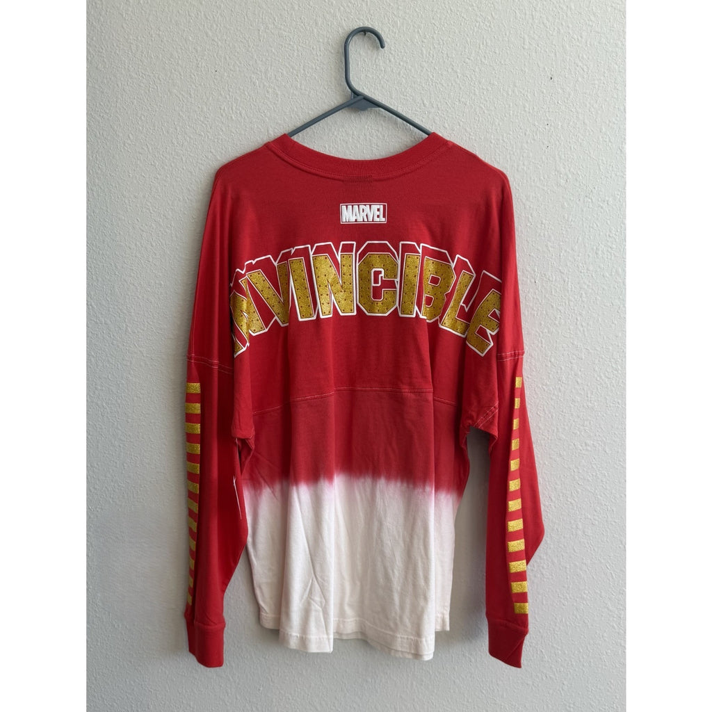 Universal Studios Iron Man "Invincible" Long Sleeve Jersey - Adult Size L NWT