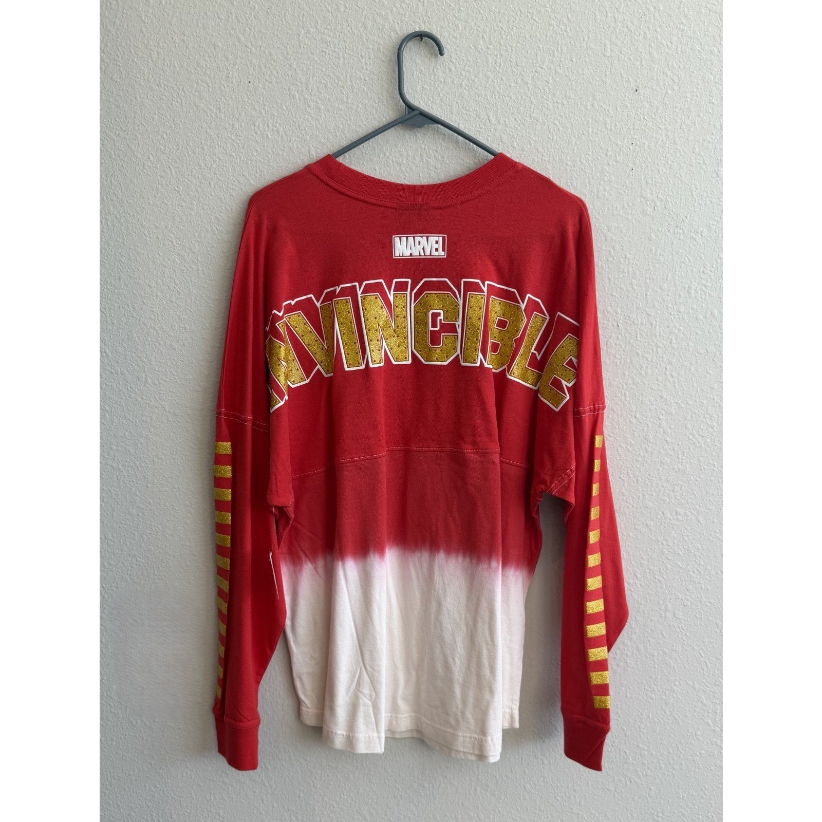 Universal Studios Iron Man "Invincible" Long Sleeve Jersey - Adult Size L NWT