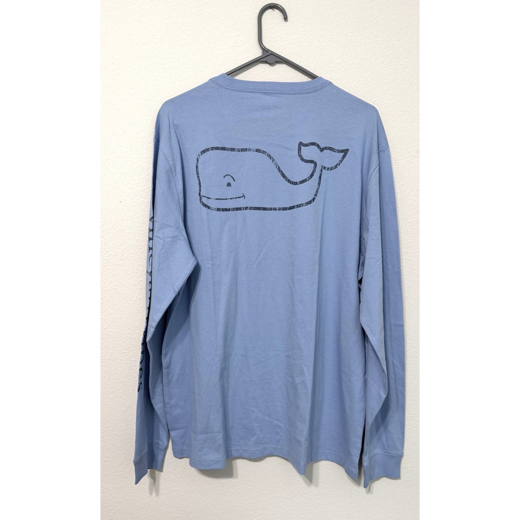 Vineyard Vines Men's Classic Whale Pocket Long Sleeve T-Shirt | Blue | Large