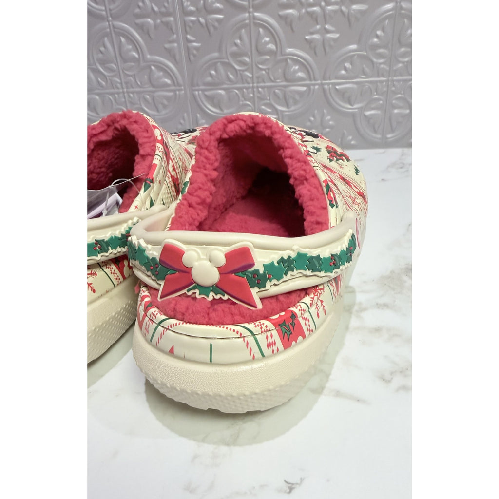 Disney Parks Mickey Mouse Santa Holiday Fair Isle Lined Crocs (M10/W12)