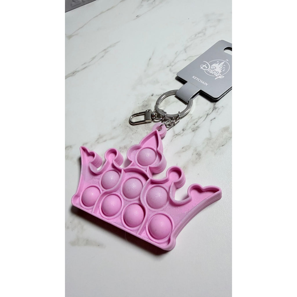 Disney Parks Pink Princess Crown Pop It Charm Sensory Fidget Keychain NEW