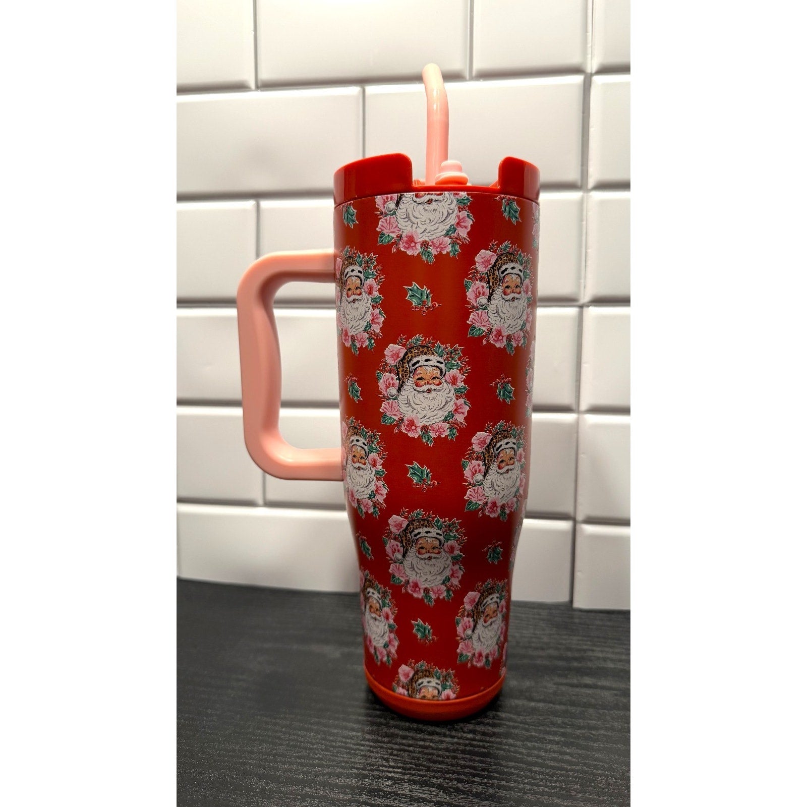 NWT Simply Southern 40oz Tumbler - Vintage Floral Santa Christmas Mug