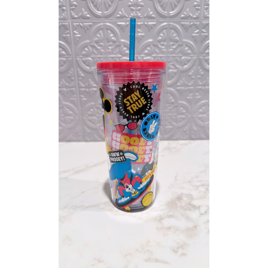 Disney Parks Mickey Friends Comic Strip Acrylic Straw Tumbler Cup 20oz NEW