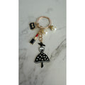 Polka Dot Dress Lipstick Fashion Woman Bag Charm Keychain NEW
