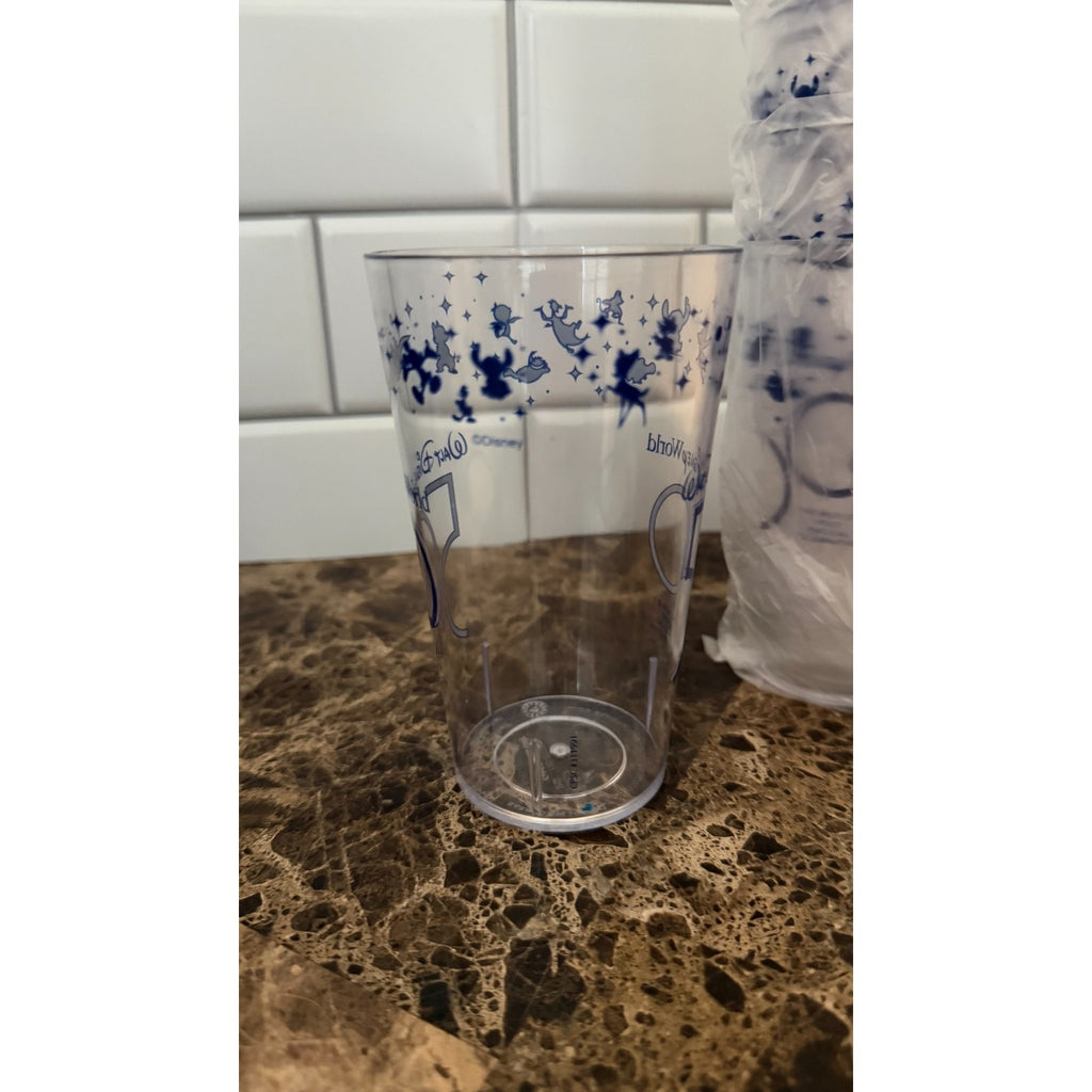 Walt Disney World 50th Anniversary Clear Plastic Cups - NEW Set of 8