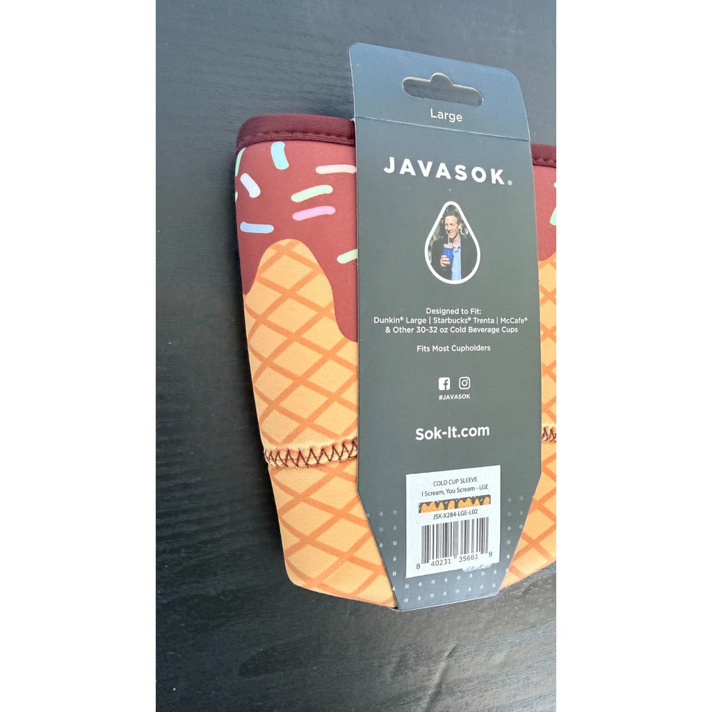 JavaSok "I Scream You Scream" Iced Coffee Sleeve - Large 30-32oz NWT