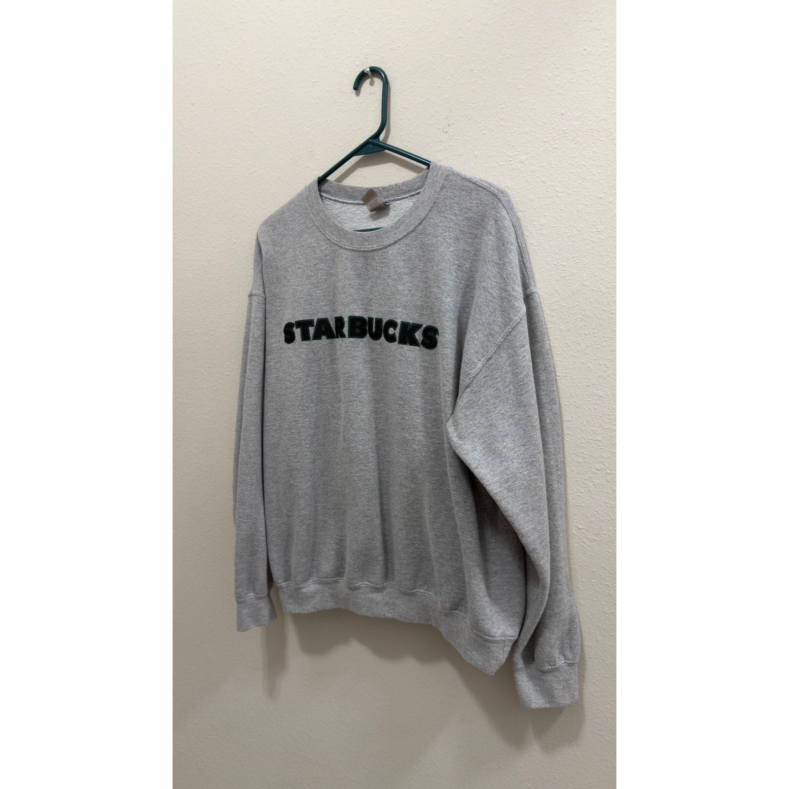 Starbucks Gray Embroidered Black Logo Crewneck Sweatshirt Large