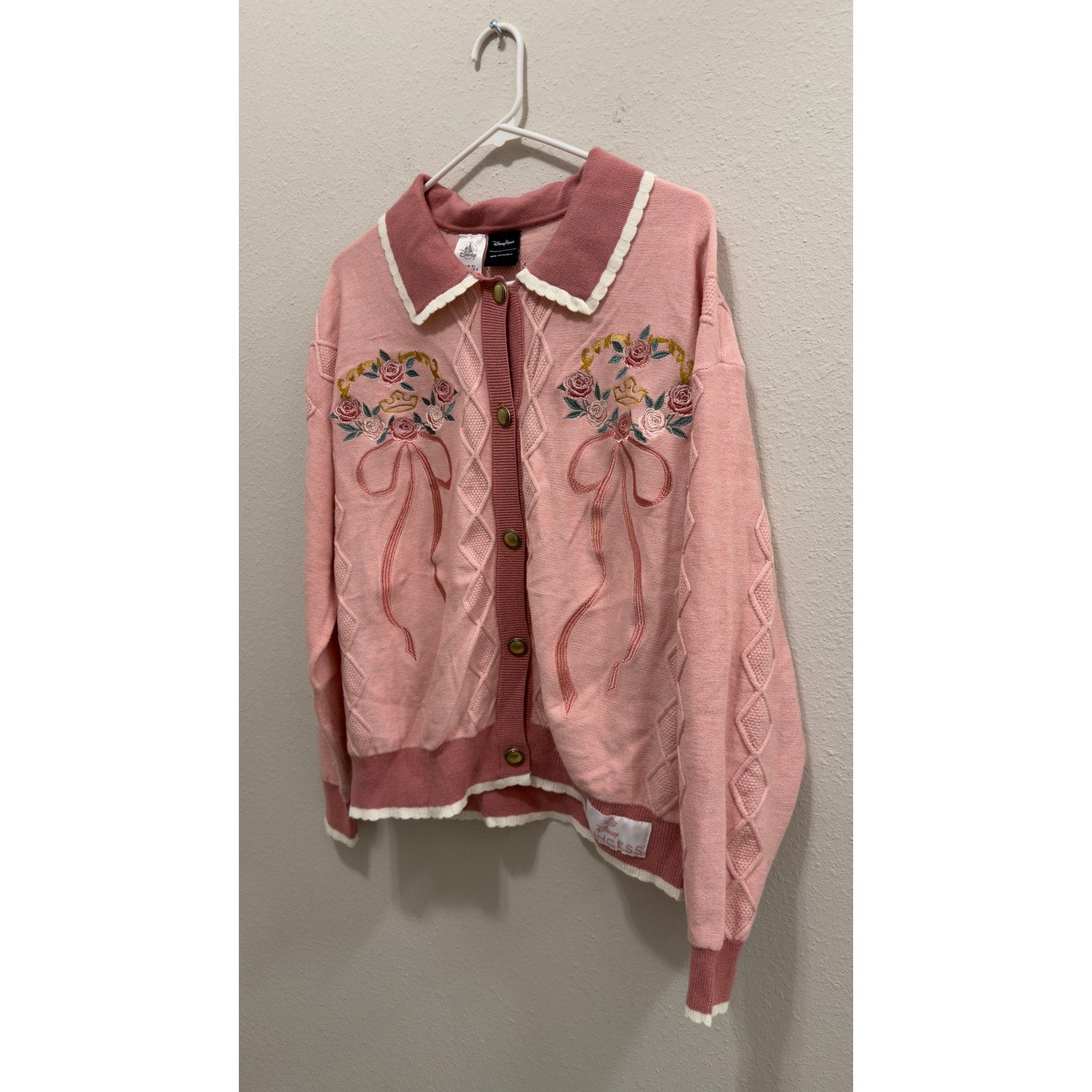 Disney Parks Her Universe Princess Pink Knit Cardigan Sweater Large NWT