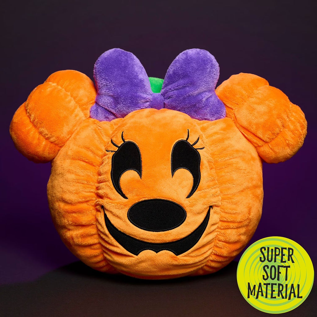 Disney Halloween Minnie Mouse 14" Pumpkin Head Plush Pillow NEW