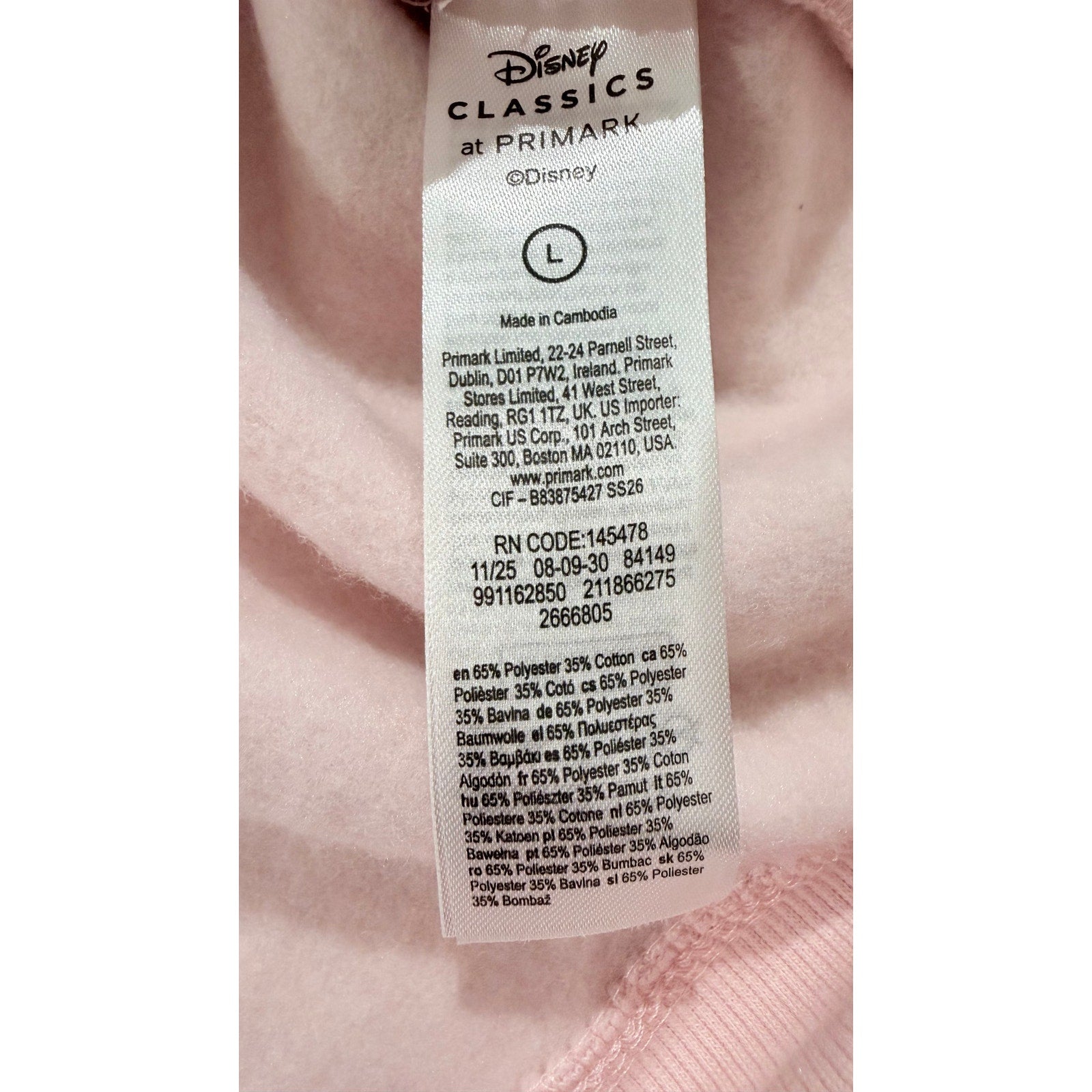 NWT Primark x Disney The Aristocats Marie Pastel Pink Hoodie - Large