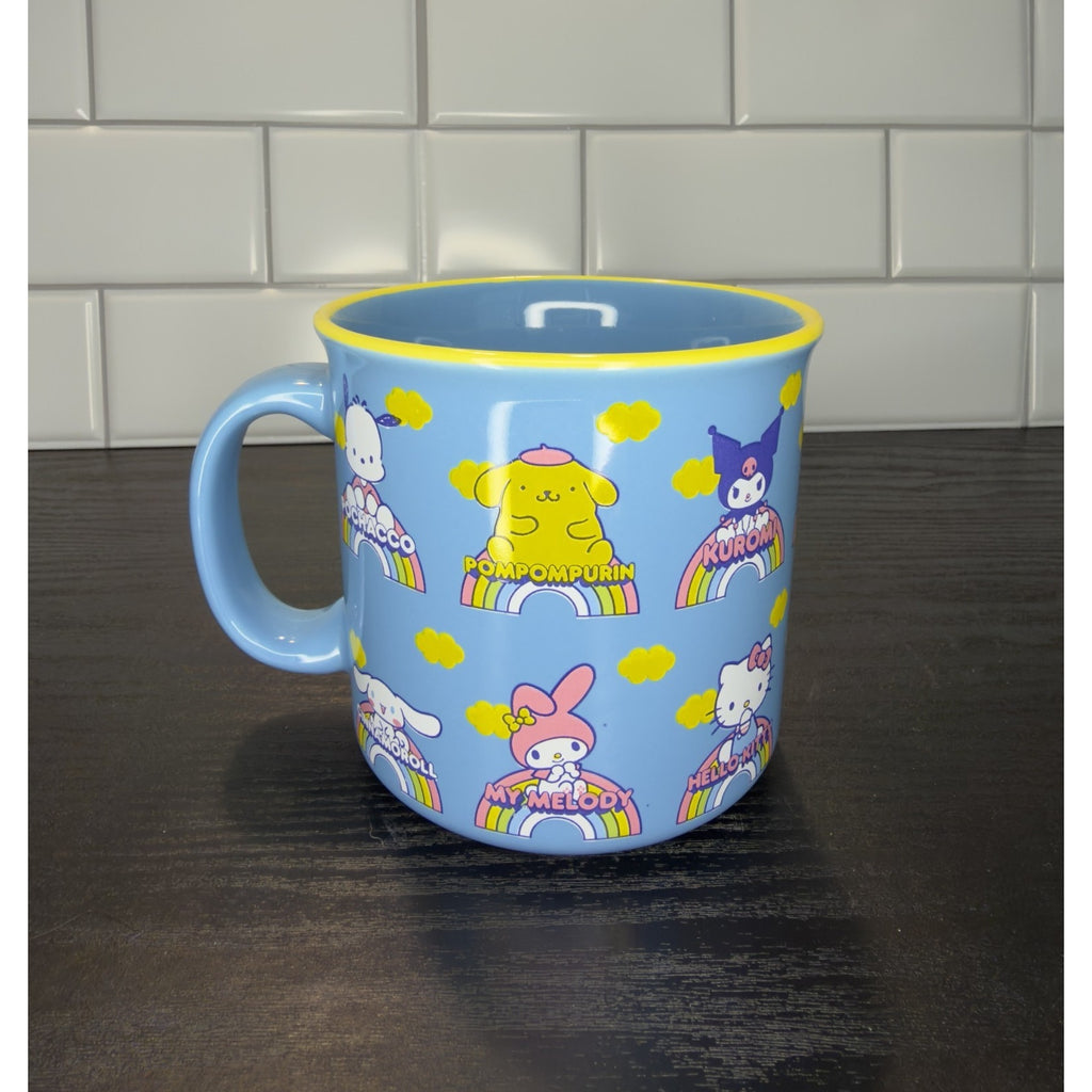 Hello Kitty & Friends Blue Rainbow Character 20oz Ceramic Mug NEW