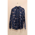 Alfani Men's Floral Button Down Long Sleeve Shirt Blue Orange Size Large