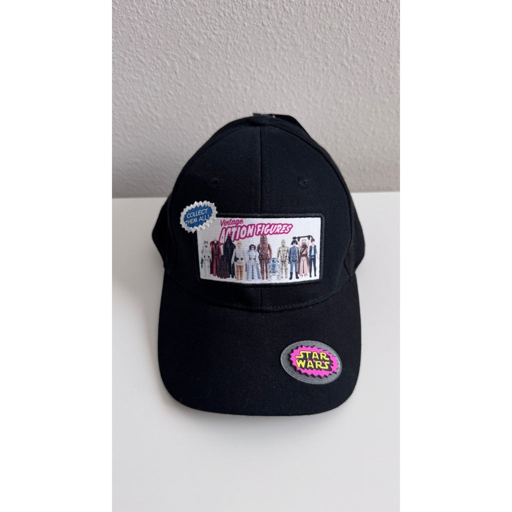 Disney Parks Star Wars Vintage Action Figures Black Adult Baseball Cap Hat-NWT