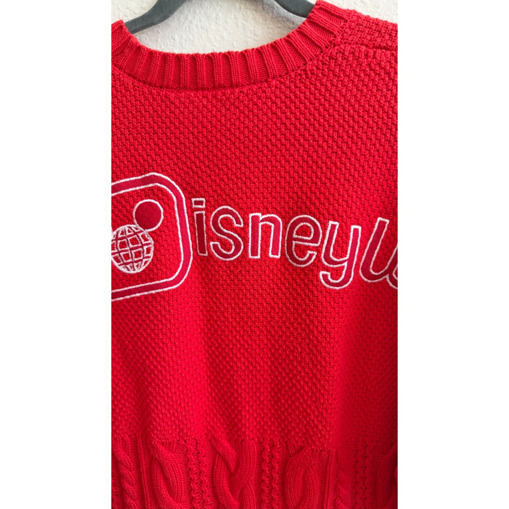 Disney Parks x Spirit Jersey Walt Disney World Red Cable Knit Sweater Size Large